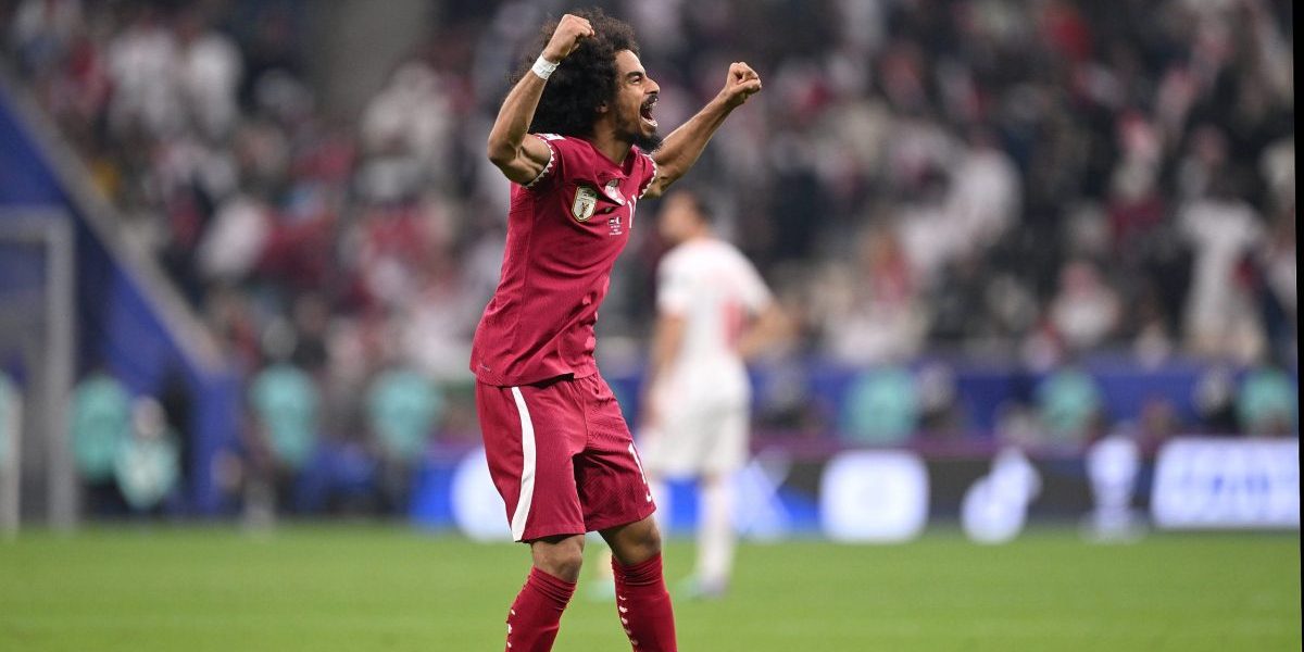 Akram Afif Qatarin jalkapallomaajoukkueessa Aasian mestaruuskisoissa 2023